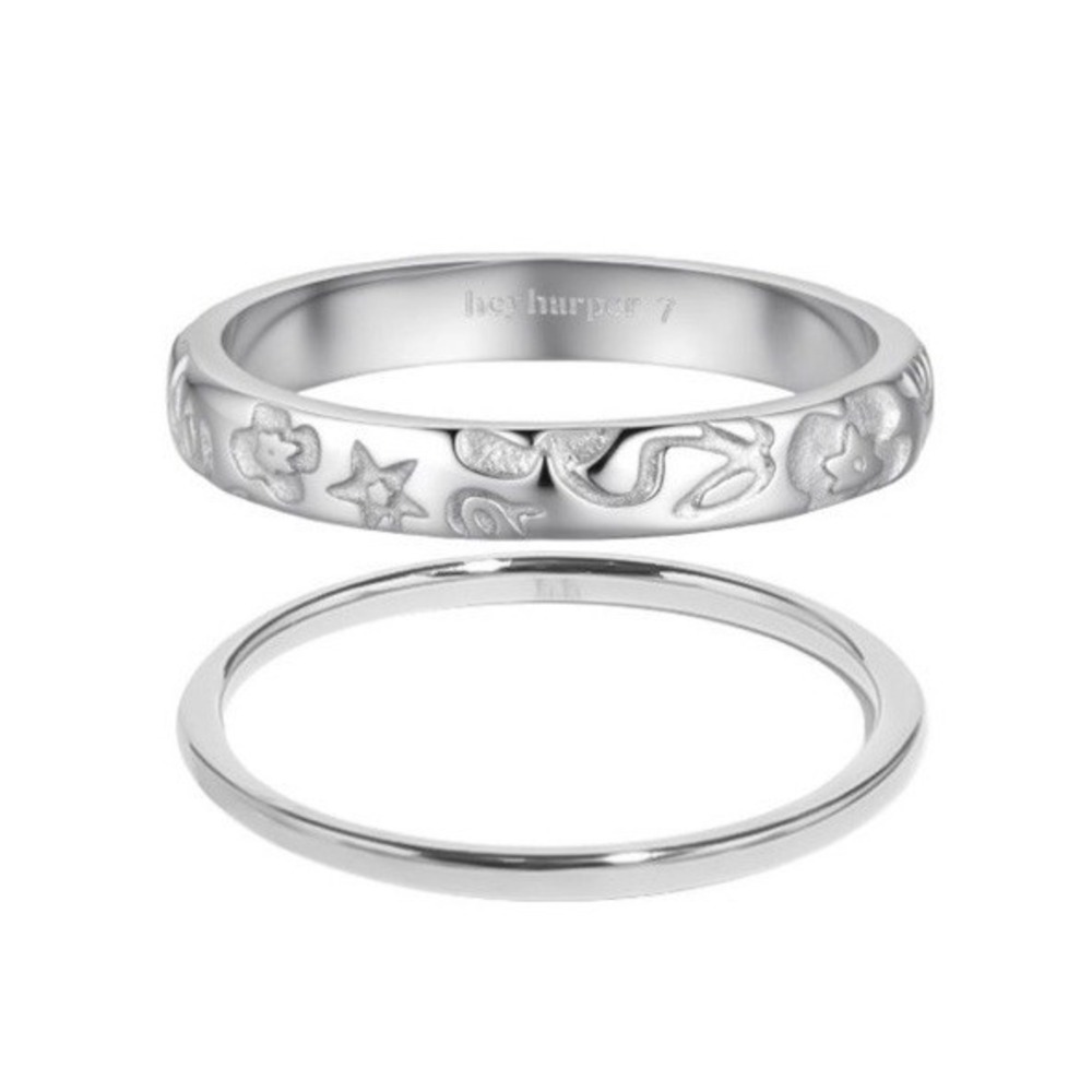 Hey Harper Size 8 SILVER Aurie Ring Set